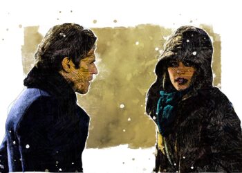 Disegno di una scena del film "L'uomo più ricercato".